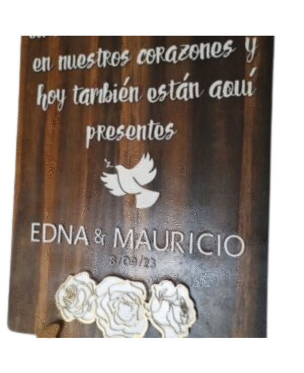 Cartel "En Memoria de..." con base para mesa