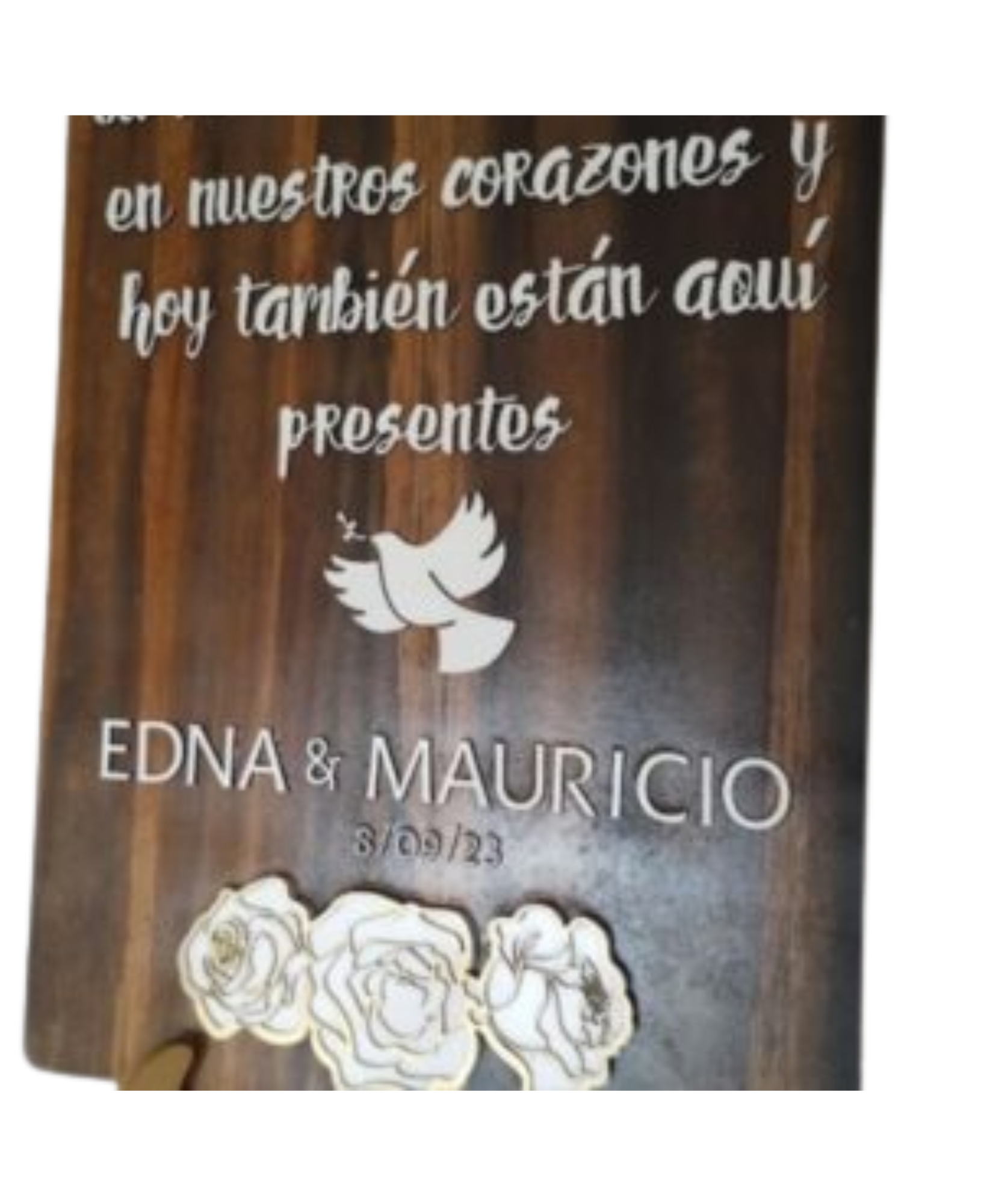 Cartel "En Memoria de..." con base para mesa