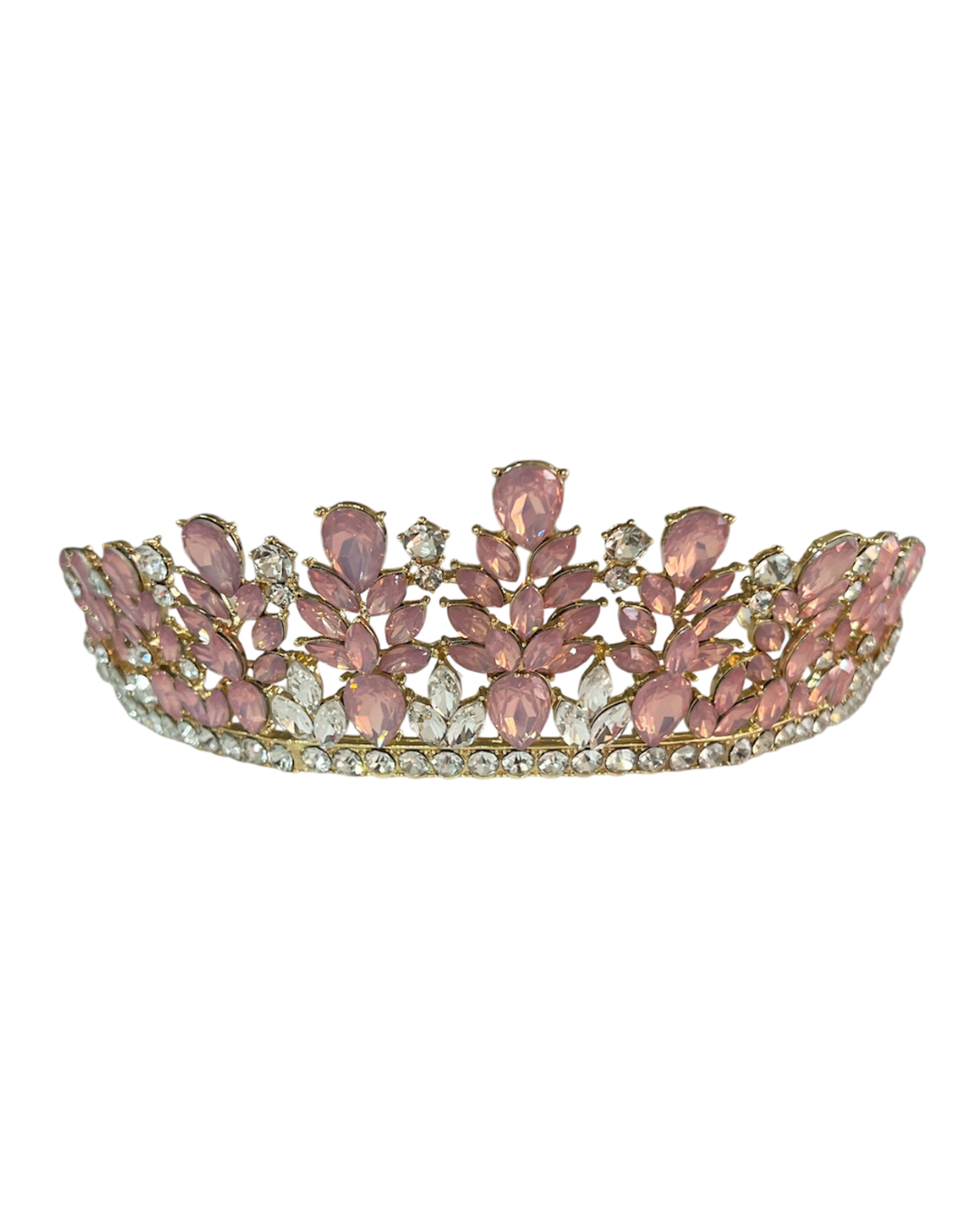 Corona con Cristales Rosados y Transparentes