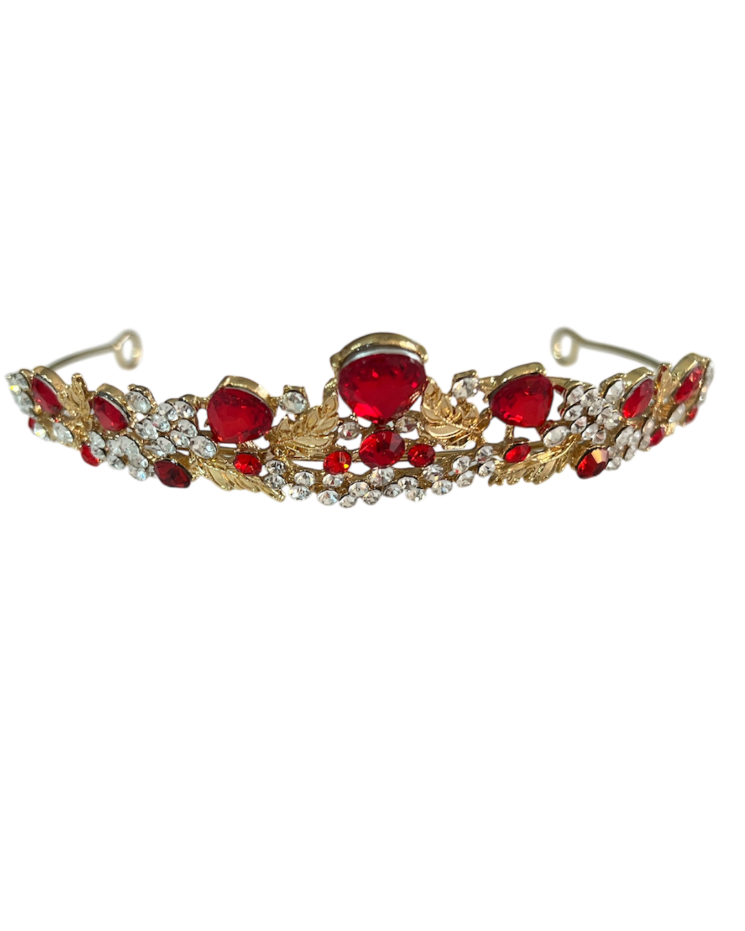 Corona Dorada con Cristales Rojos